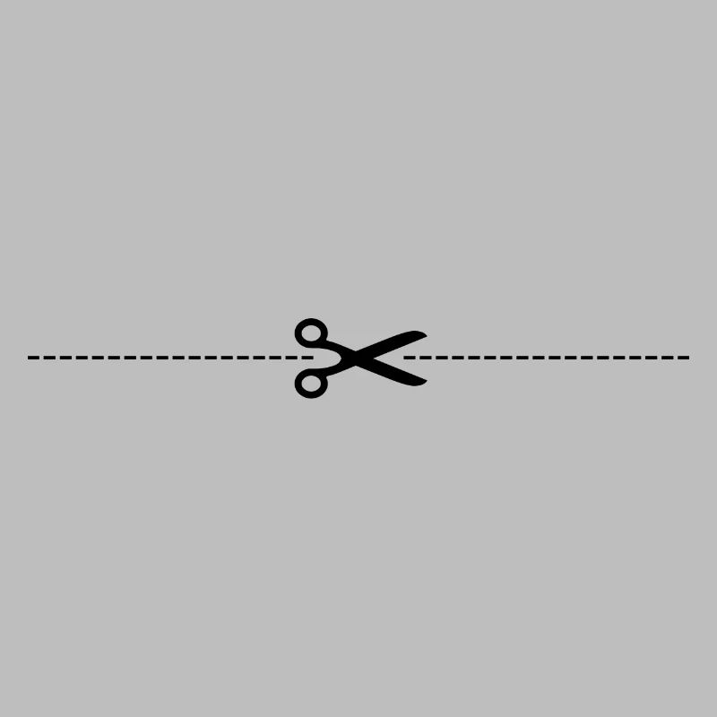 Scissors with cutting line