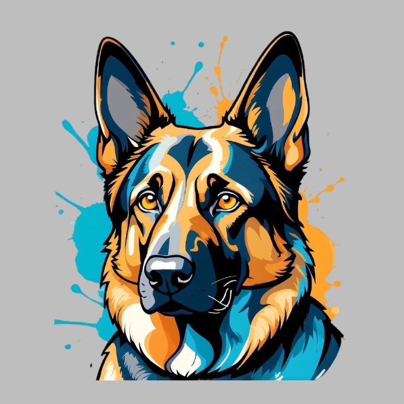 Lebendiger Schäferhund Farbexplosion
