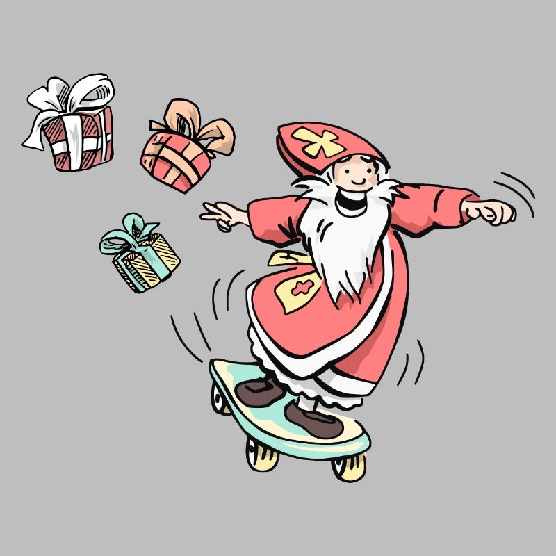 Sinterklaas on a skateboard