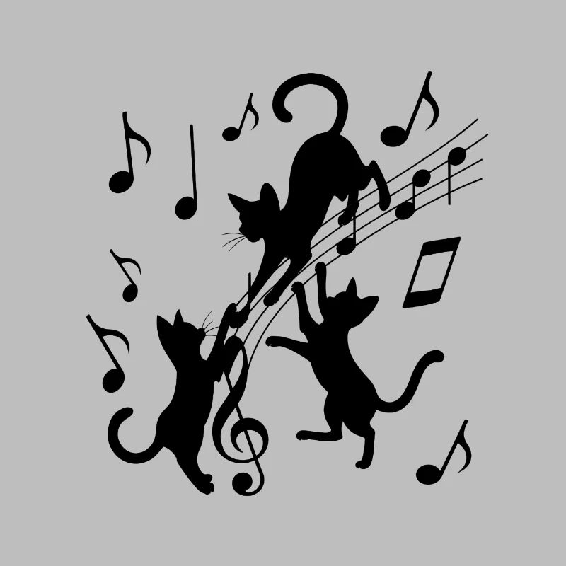 Black cats pattern playing with musical note
