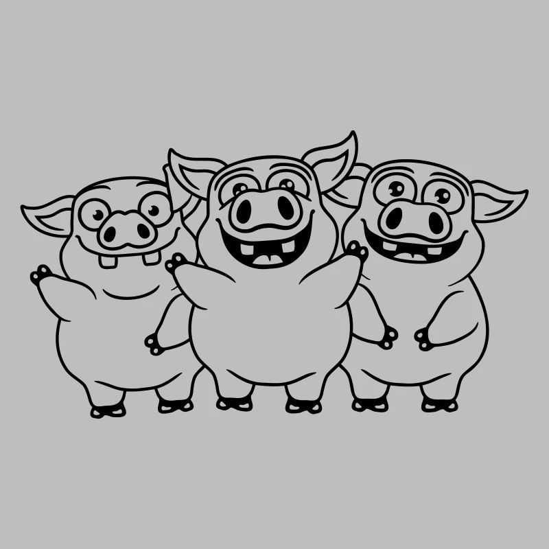 Équipe amicale de cochons drôles