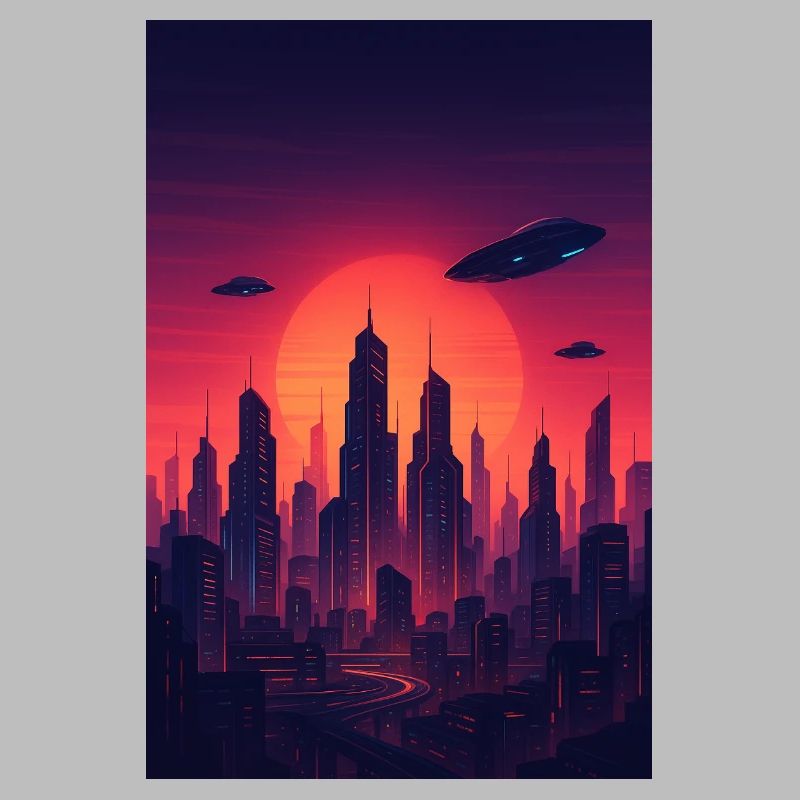 Red Sunset Skyline Future