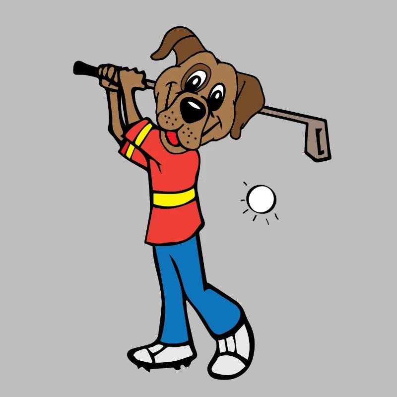 Hund spielt Golf