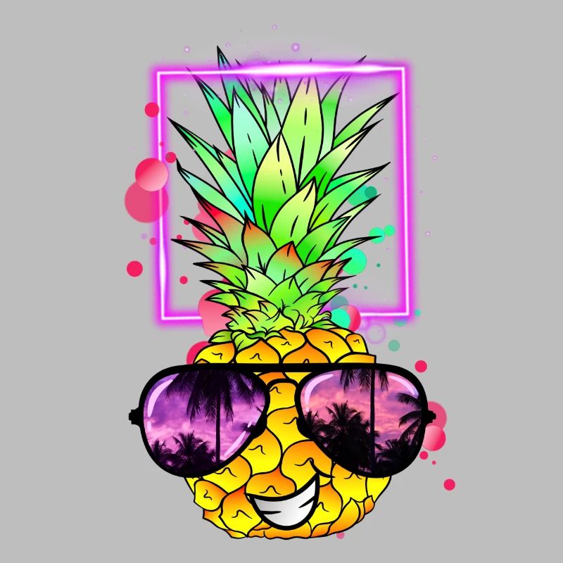 cool pineapple retro neon