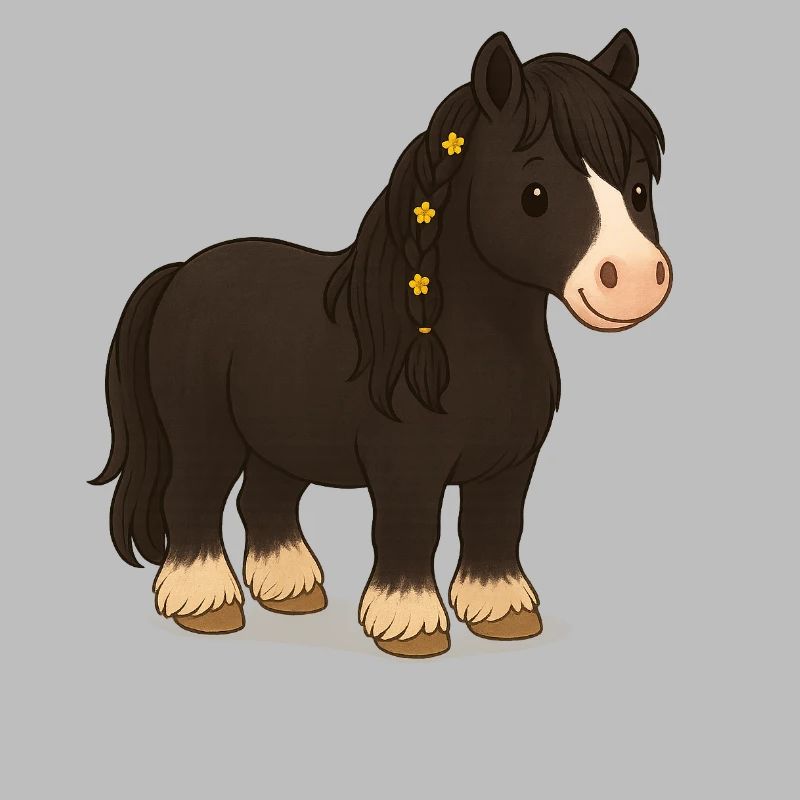 Black Tinker mare Katy with floral braid