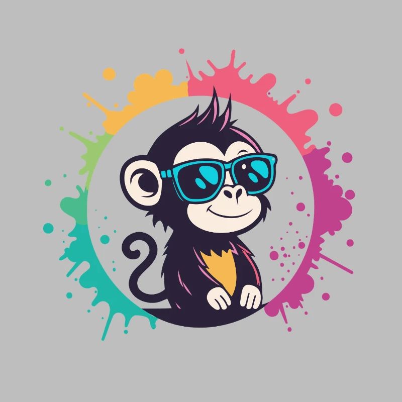 Monkey Splash Circle Blue Glasses