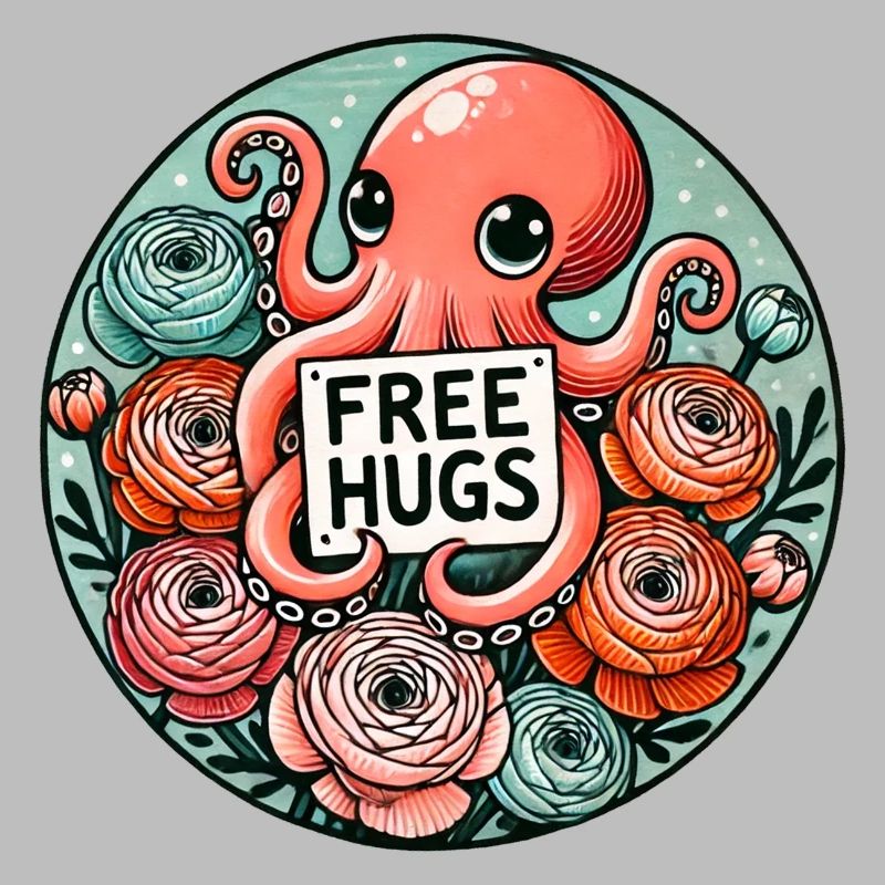 Octopus Free Hugs Round Patch