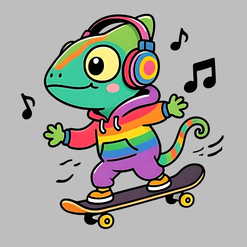 Rainbow Chameleon on Skate