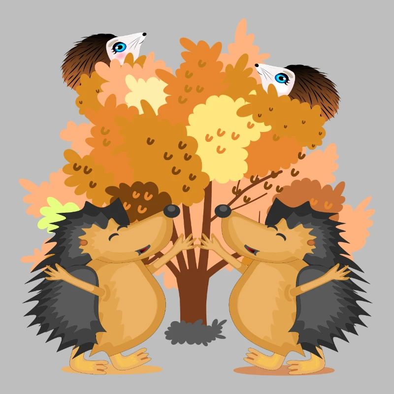 ILLUSTRATIONS D’ANIMAUX HÉRISSON ARBRE D’AUTOMNE