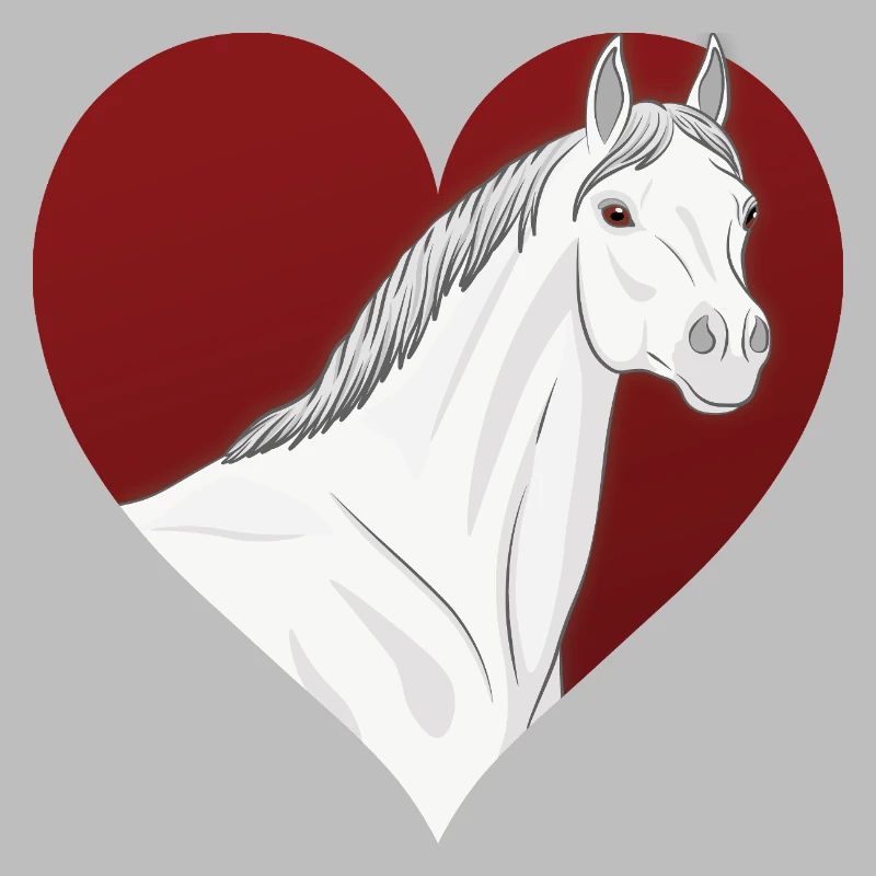 Un cheval Abbayan devant un coeur rouge