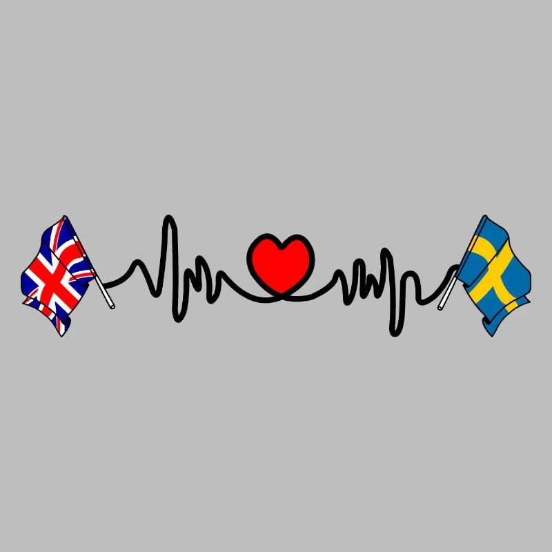 Cardio heart Drapeau Angleterre, drapeau Suède