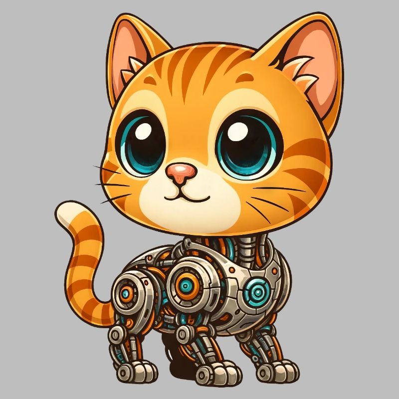 chat mignon dessin animé cyborg robot robot chat