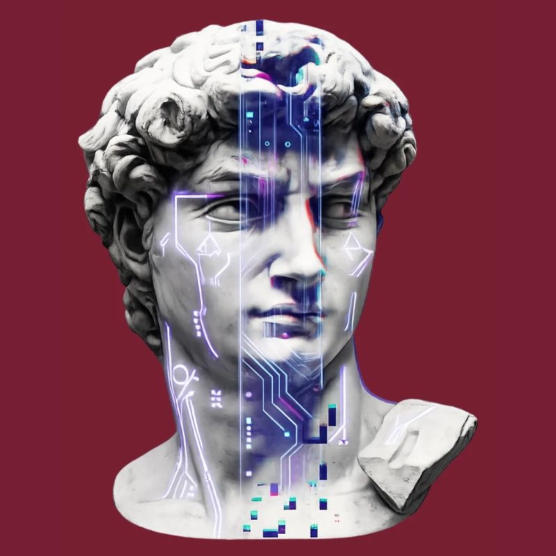 Buste cybernétique classique néon