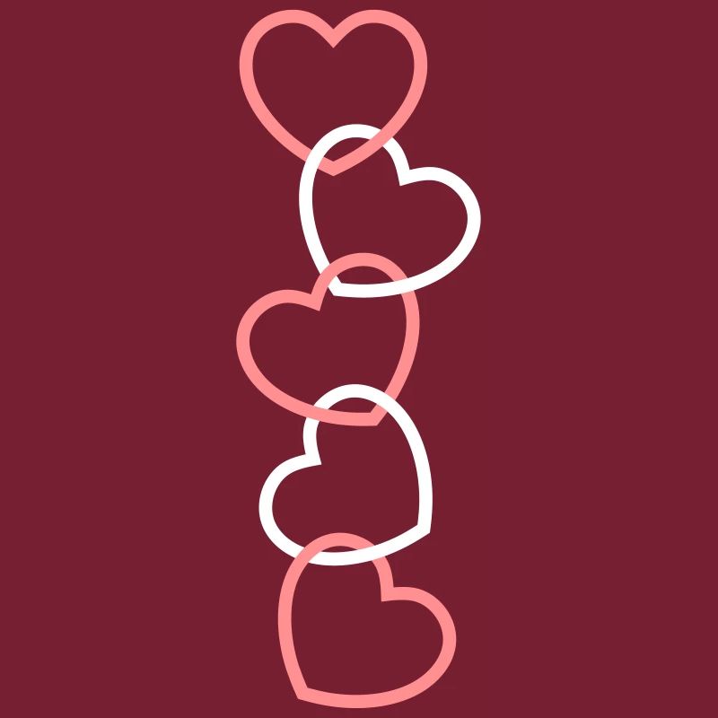 Five hearts connected as a chain