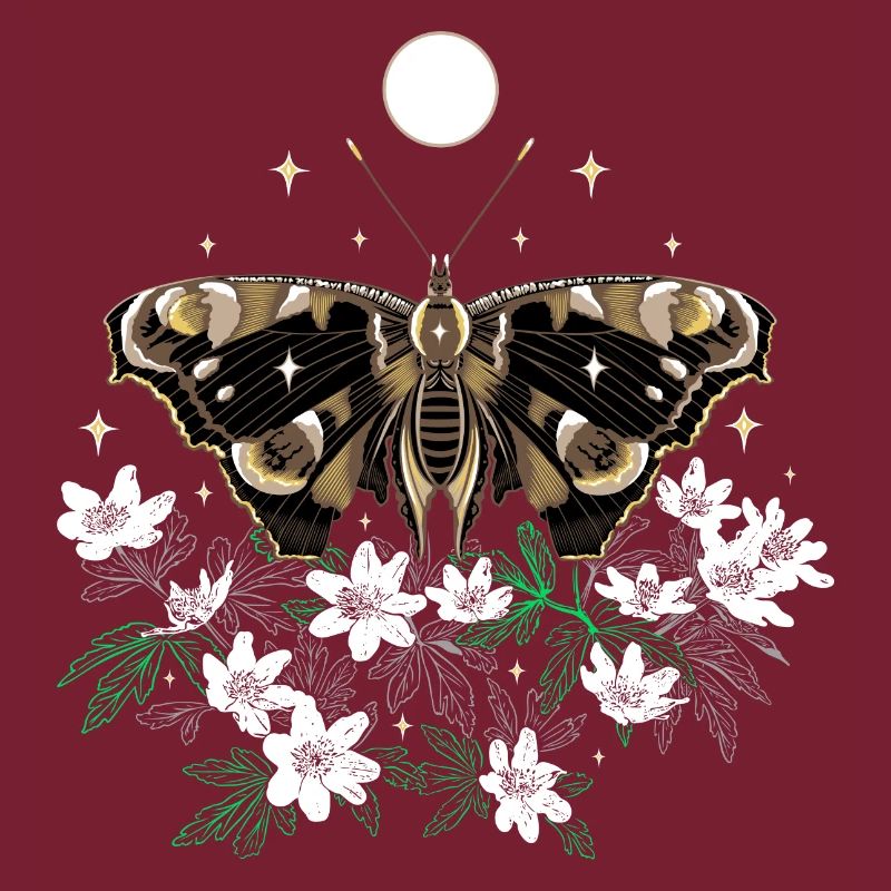 Moth Moth avec des anémones de brousse