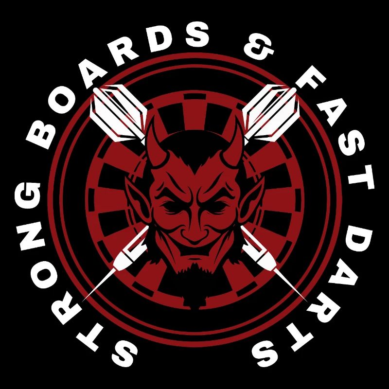 Darts, bullseye, dartboard and devil.