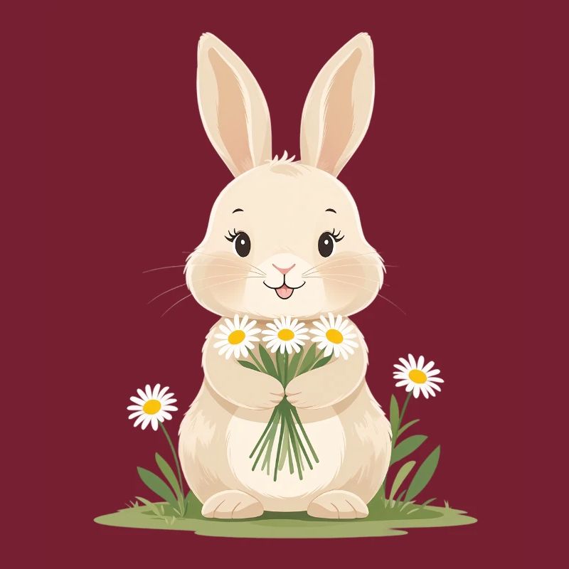 Delicate bunny with daisies