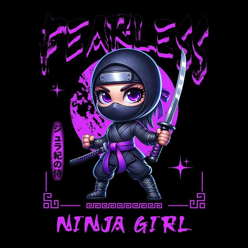 Ninja Mädchen Chibi mit Katana