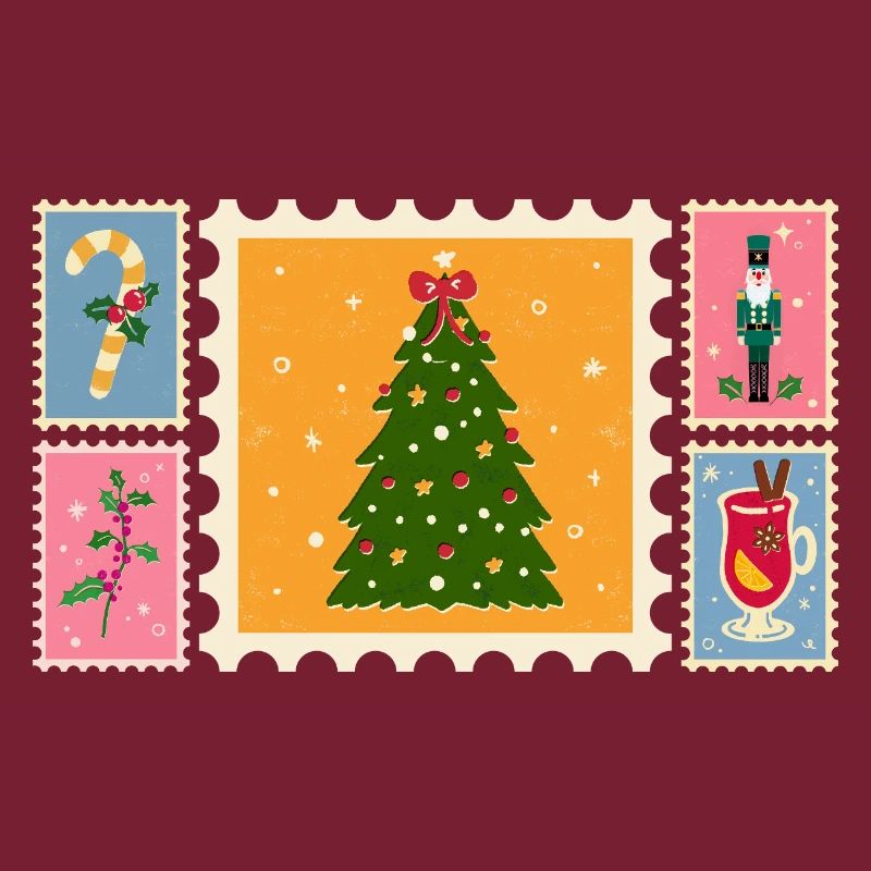 Weihnachtsbaum im Briefmarkenstil