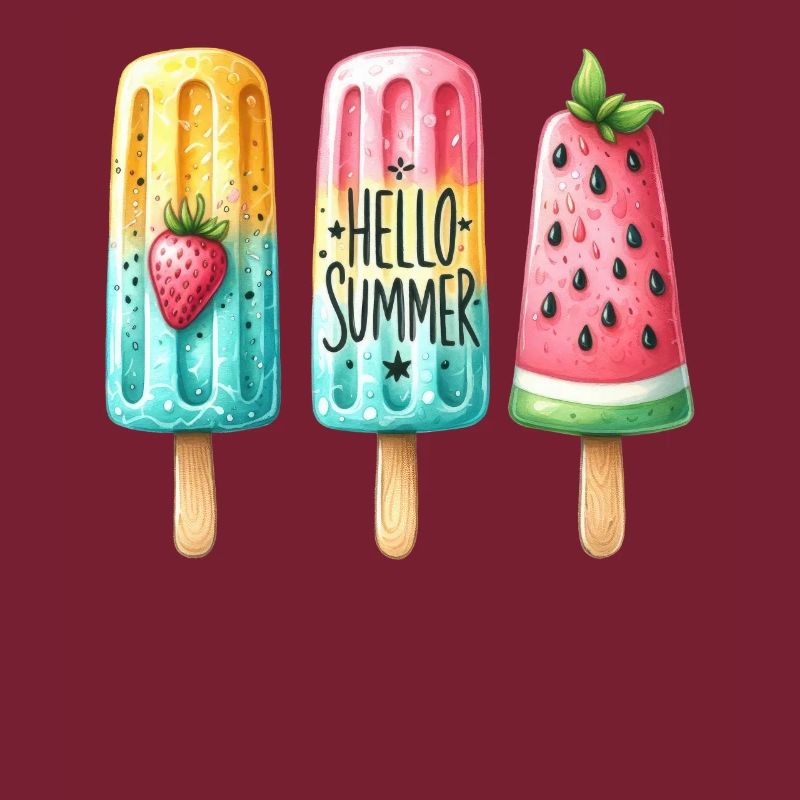 Hello Summer. Happy Popsicle Design, Ice Cream,