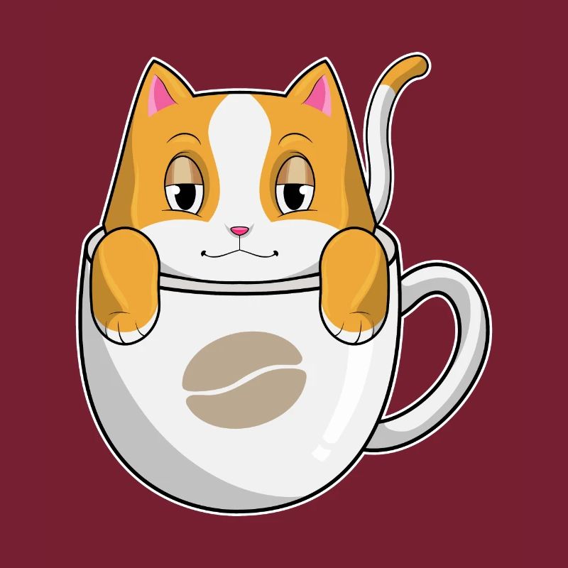 Chat avec tasse de café