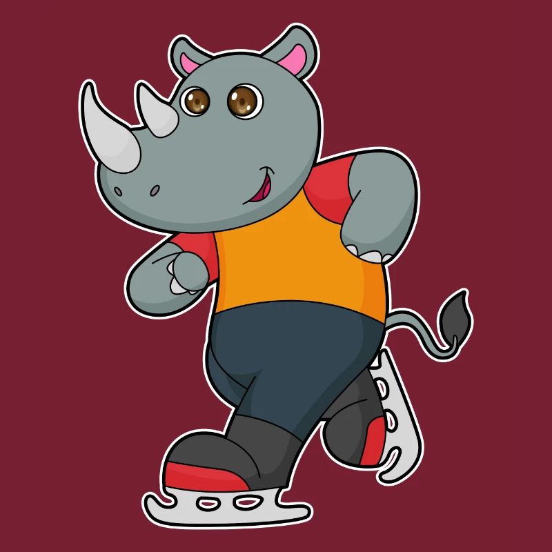 Nashorn beim Eislaufen mit Schlittschuhe