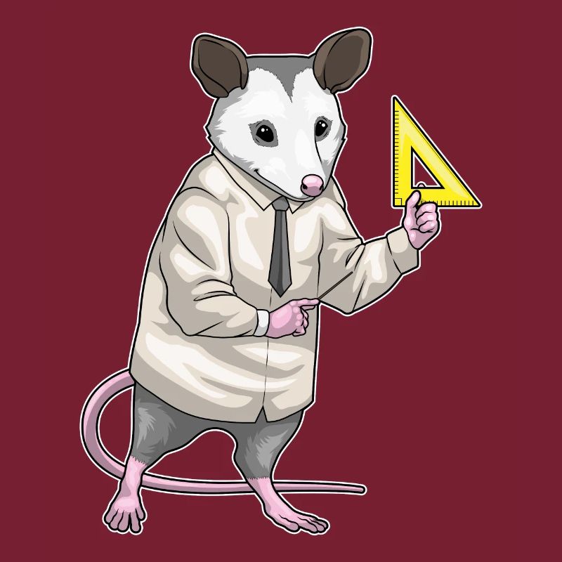 Opossum Teacher Triangle Ruler Math