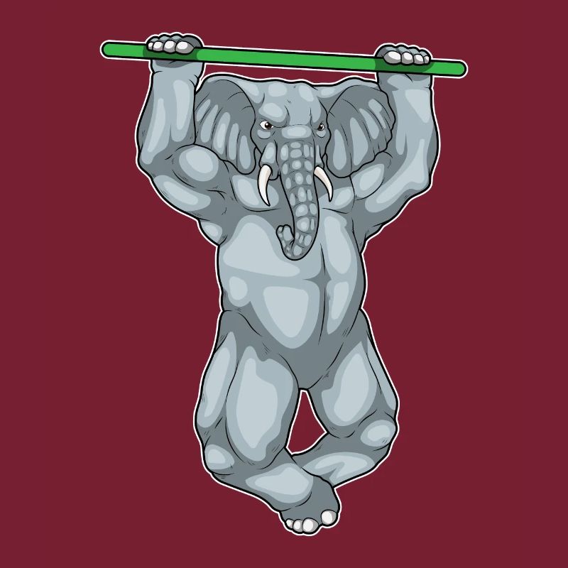 Elephant Bodybuilder Pull-Ups Bodybuilding