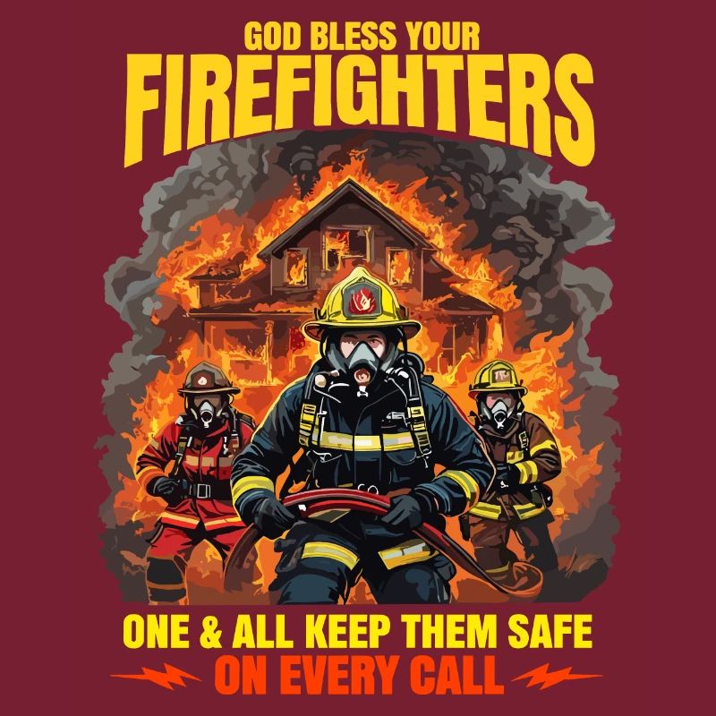 God Bless Firefighters Heroic Design