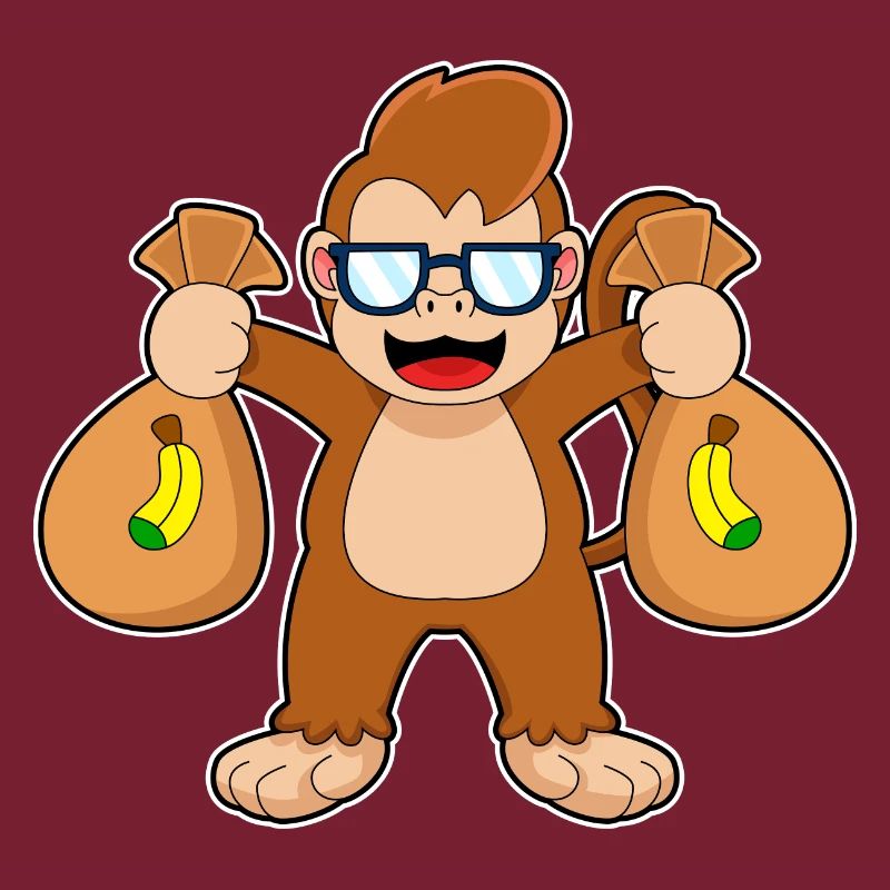 Affe Banane Geldsäcke