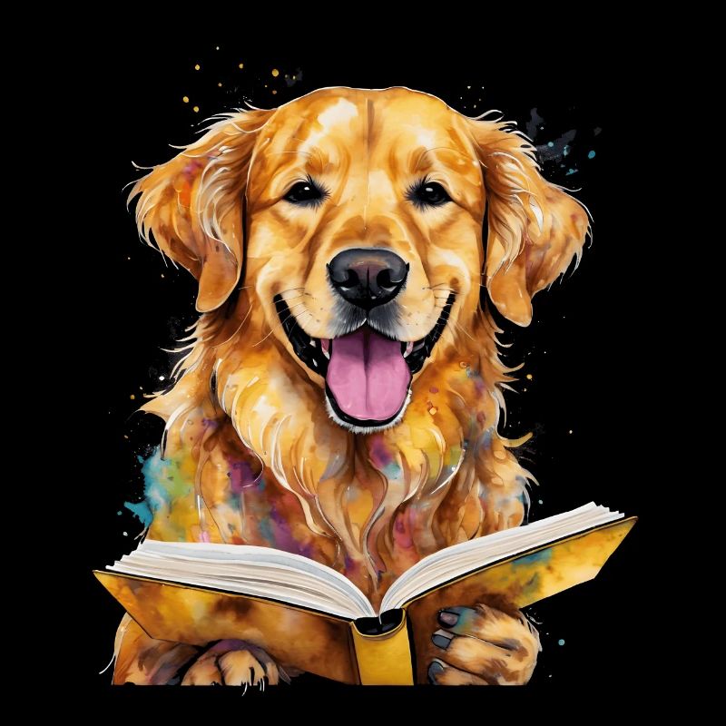 Impression de conception drôle de chien de lecture Golden Retriever