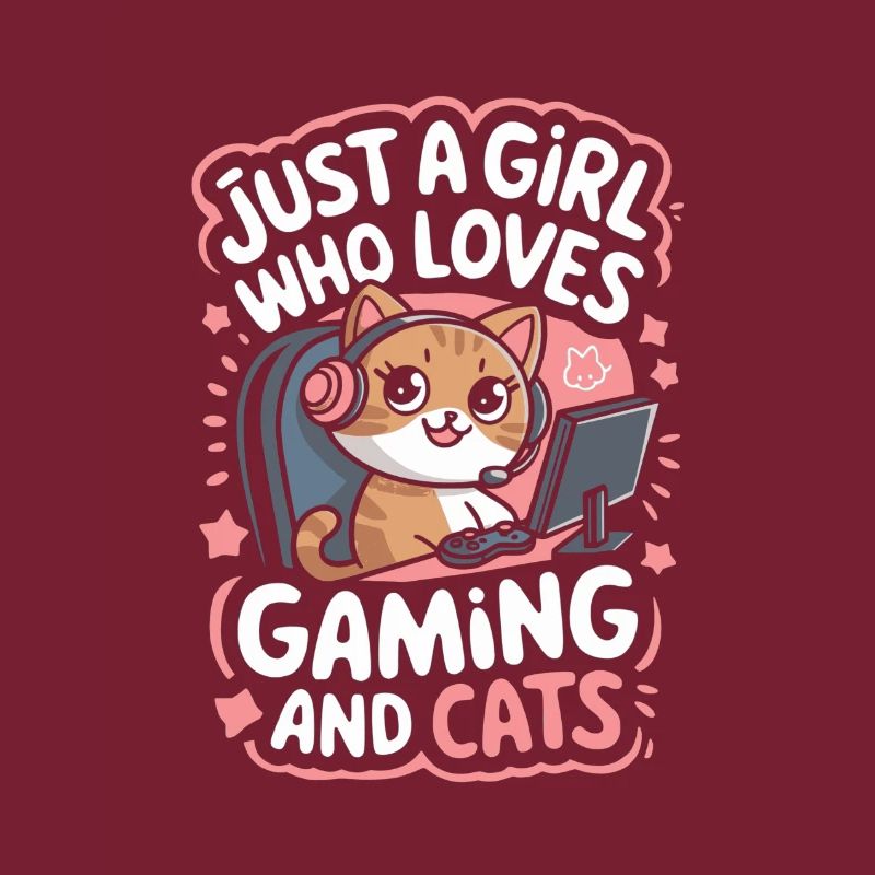 Console d’ordinateur de jeu fille chat