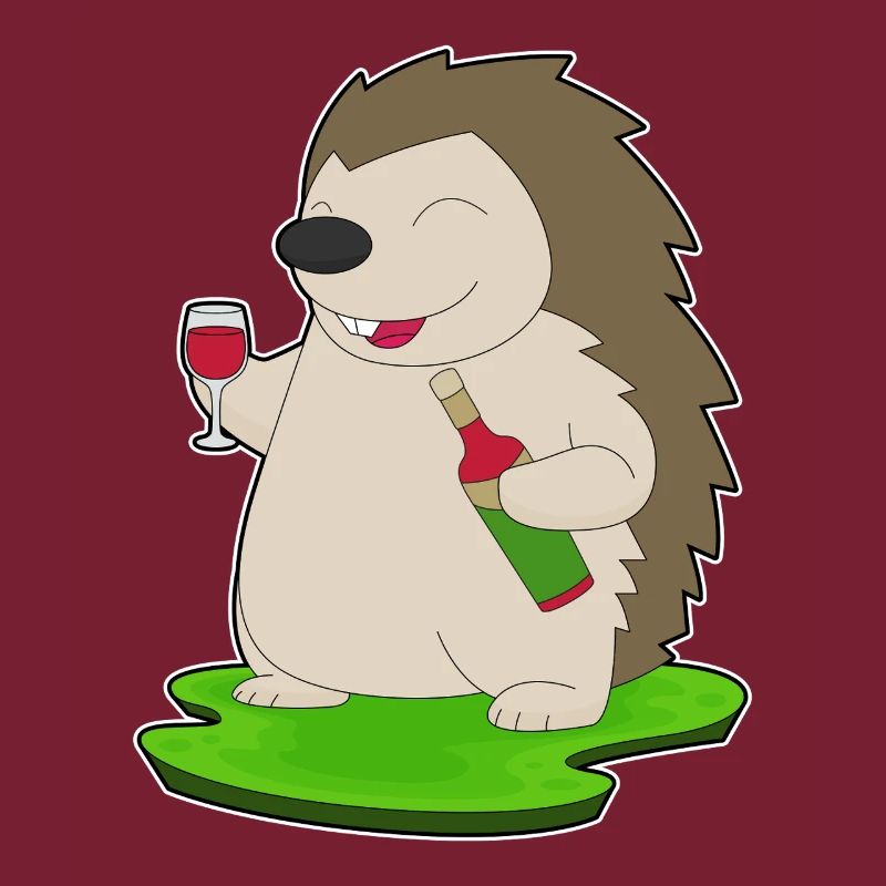 Bouteille de vin rouge hérisson