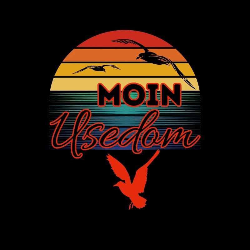 Moin Usedom mit Möwe im Retro Style-Insel Usedom