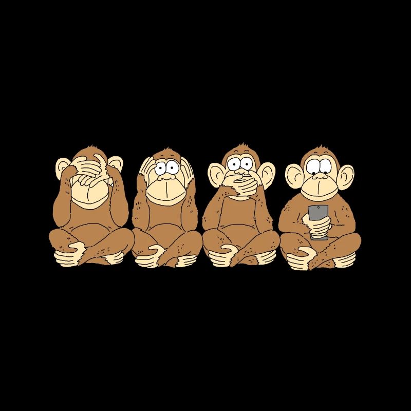 3 monkeys mobile phone gift shirt