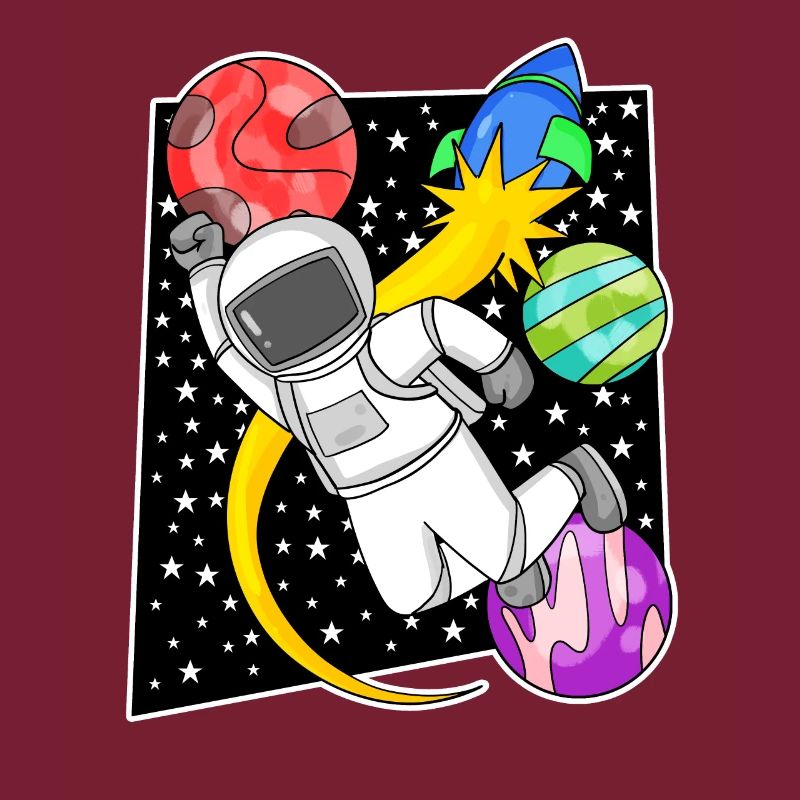 Astronaute dans l’espace avec fusée
