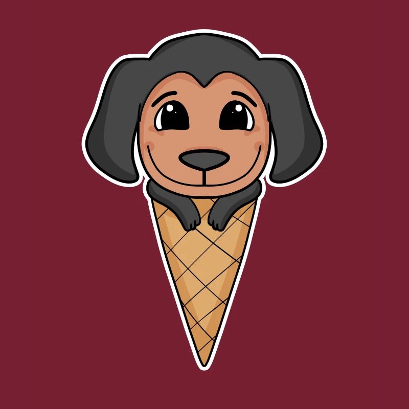 Coonhound mit Eiswaffel - Eis