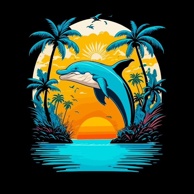 Dolphin Summer Tropical Sunset
