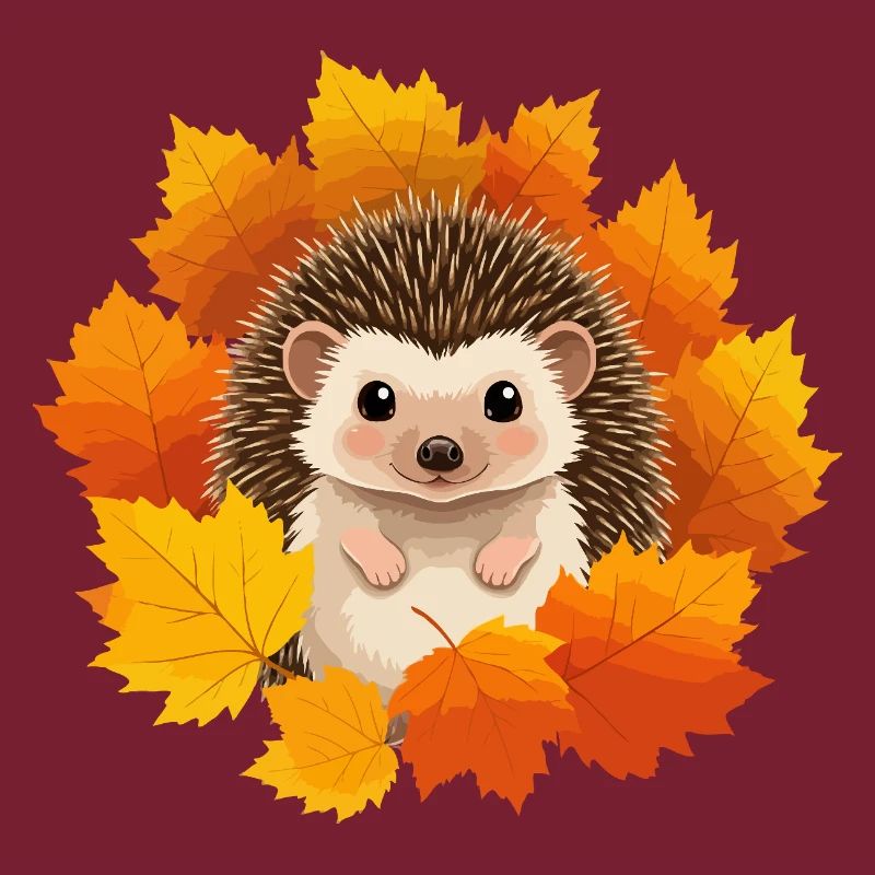 Hérisson et feuilles
