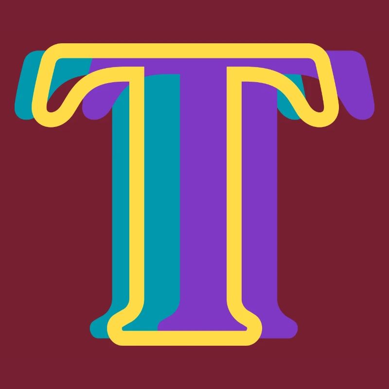 Multi-coloured letter t