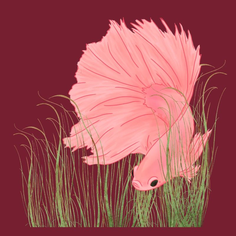 Betta Splendense Halfmoon Left Deep Pink