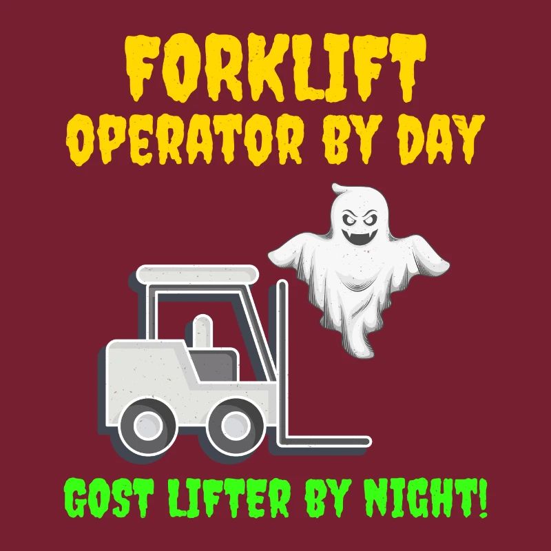 Halloween Ghost Forklift Operator Heavy Equipment