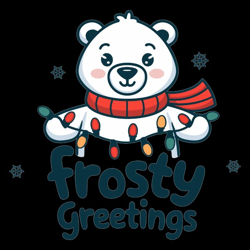 Frostige Grüße – Eisbär mit Lichterkette