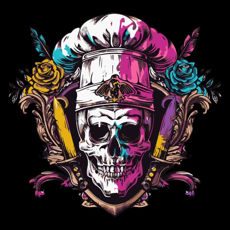 Koch Skull Skelett Chef Wappen