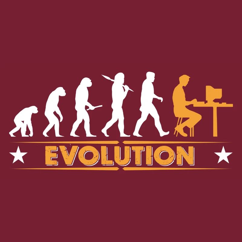 Computer Nerd Evolution - orange/weiss
