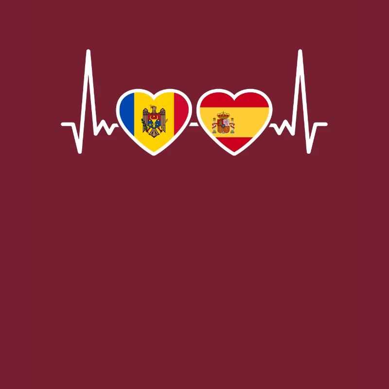 Moldau Spanien Herzschlag Flagge Spanisch Moldauer