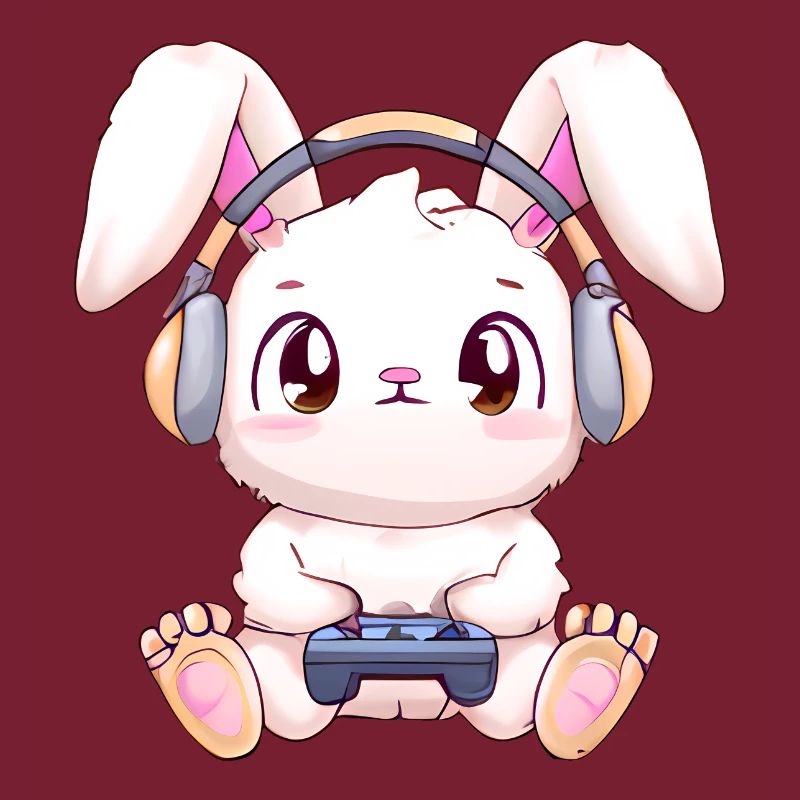 00271 Hase mit Kopfhörer und Controller