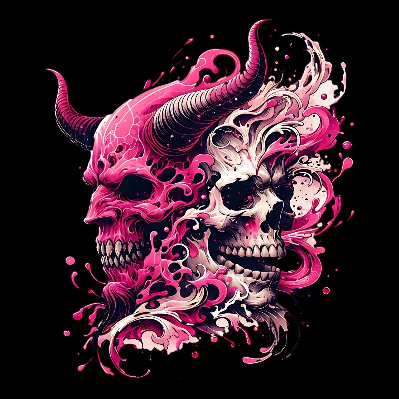 Dämonischer Schädel Pinke Explosion Skull & Demon