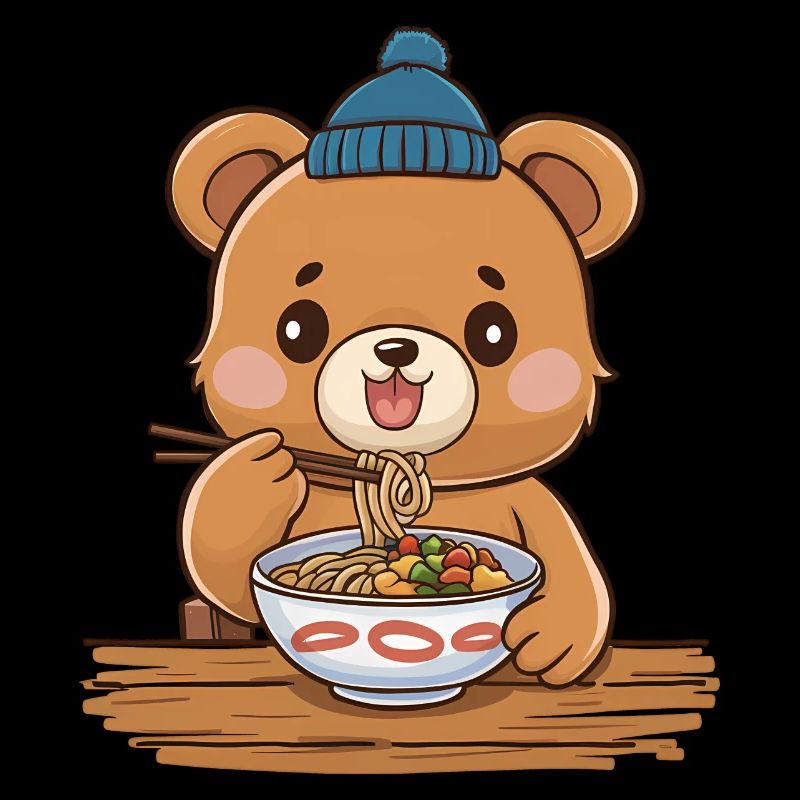 Kawaii Bear Eating Ramen