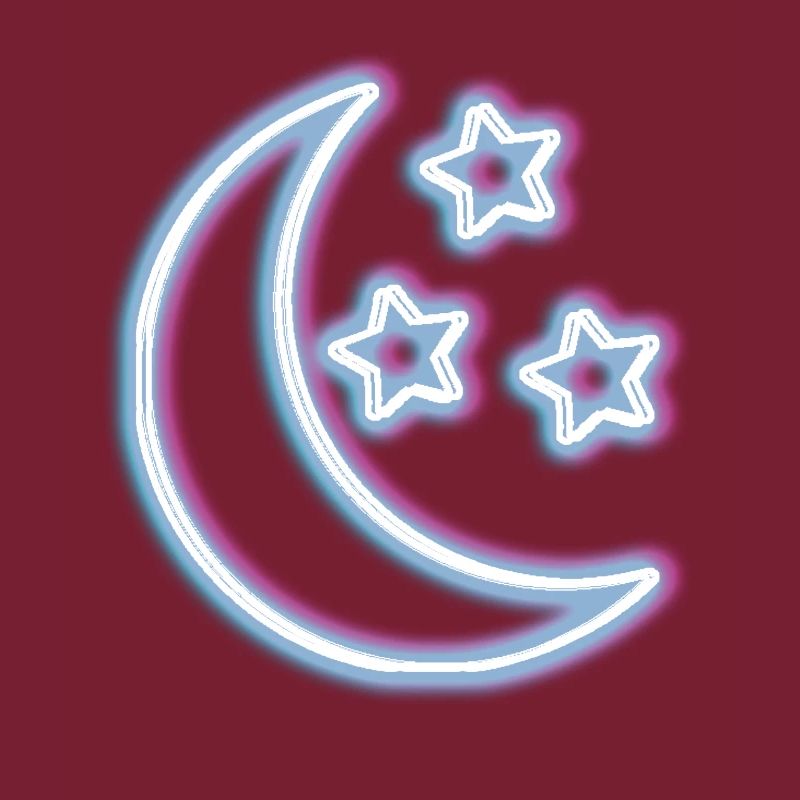 Neon Glow Moon T-Shirt Half Moon Glowing Effect